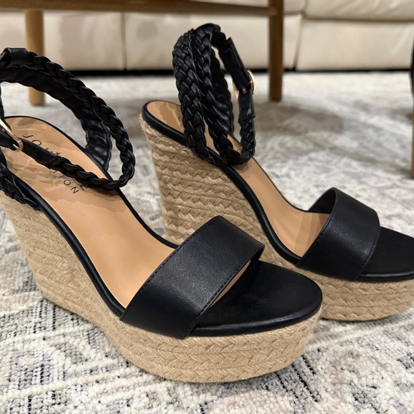 Journee Collection Shoes - Journee Collection Black and Tan Wedge Sandals